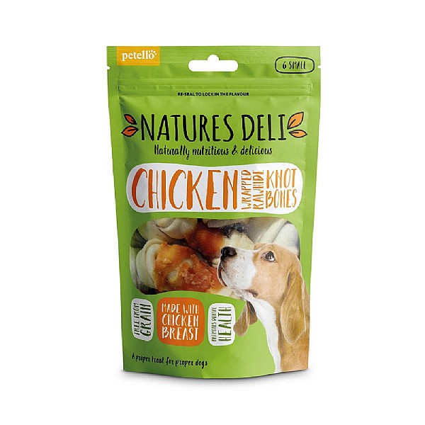 Natures Deli Chicken Wrap Rawhide Knotted Bone Small (6x90g)