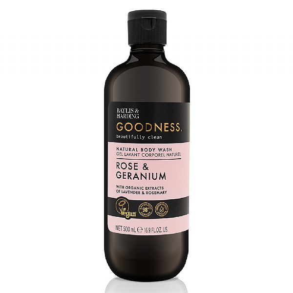 Baylis & Harding Goodness Rose & Geranium Natural Body Wash 500ml