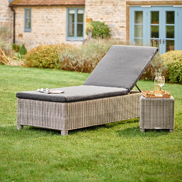 Kettler Palma White Wash Lounger with Cushion