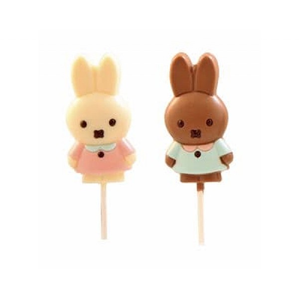 Trezor Decorated Milk and White Chocolate Miffy Bunny Lollipops 30g (Assorted Designs)