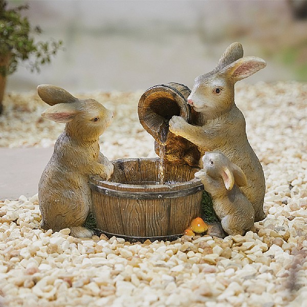 Kelkay Playful Bunnies Water Feature with LED Lights