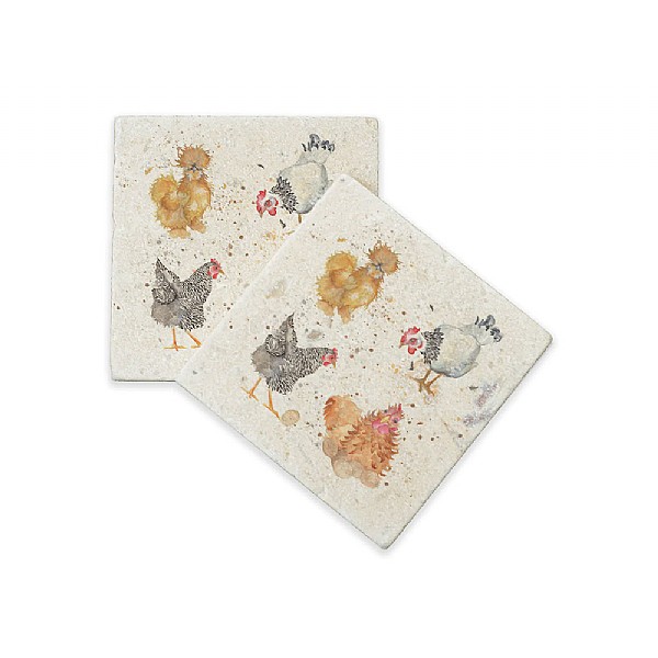 Kate of Kensington Hen Pals Marble Coasters (Set of 2)