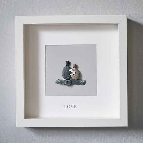 Love' Silver Foil Pebble Picture 23x23cm