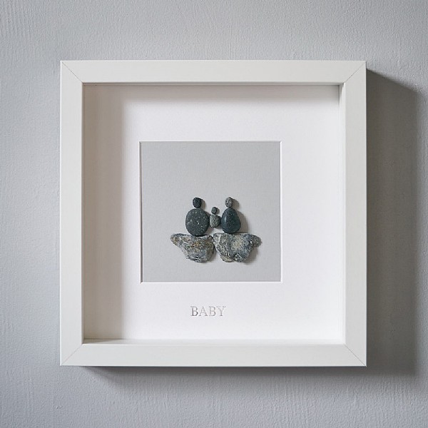 Baby' Silver Foil Pebble Picture 23x23cm
