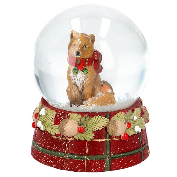 Gisela Graham Medium Tartan Fox Snow Globe
