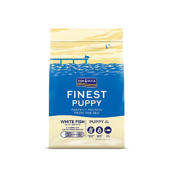 Fish4Dogs Finest White Fish with Potato Large Kibble Dry Dog Food - Puppy (1.5kg)