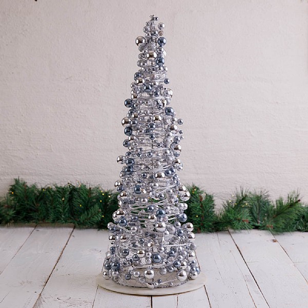 Large Silver & Grey Berry Cone Table Decoration