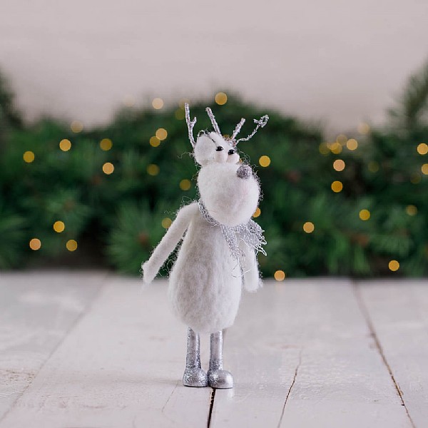 White Reindeer Tree Decoration