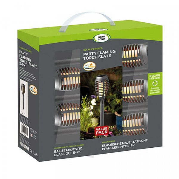 Smart Garden Party Flaming Torch 5pc Carry Pack - Slate