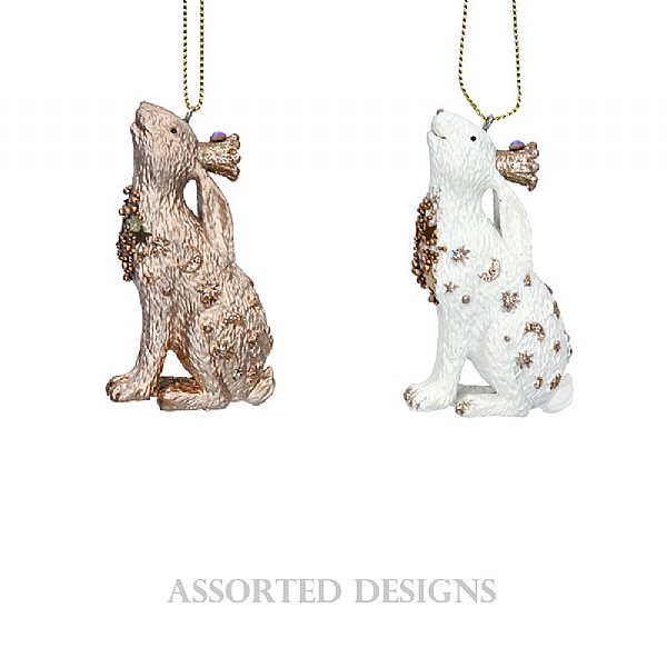 Gisela Graham Moon Hare Tree Decoration (Assorted Designs)