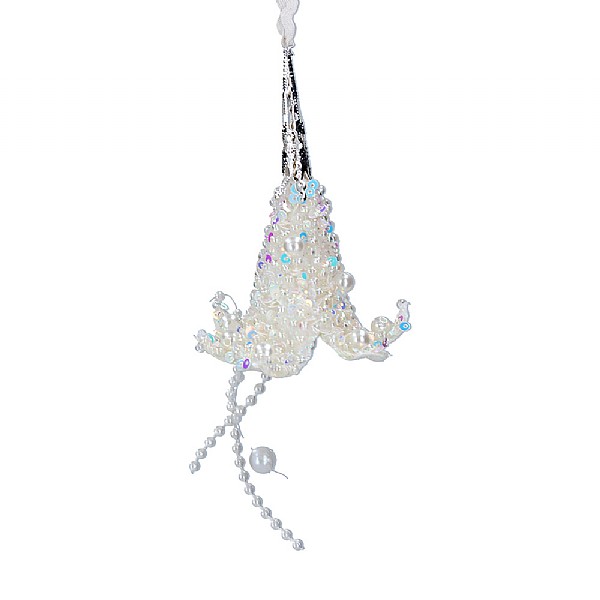 Gisela Graham White Beaded Lotus Flower Tree Decoration