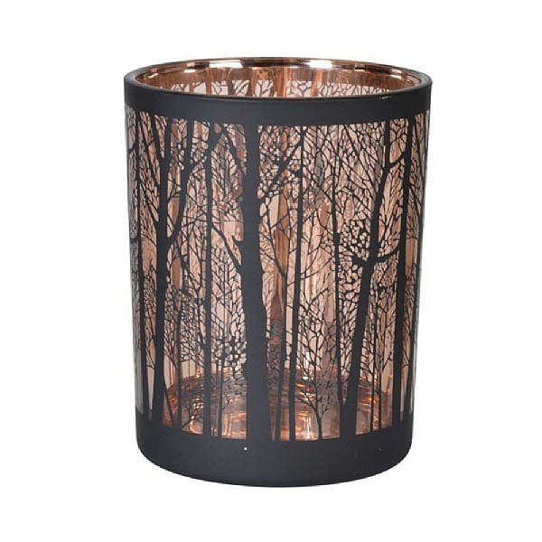 Copper & Black Forest Tealight Holder 17cm