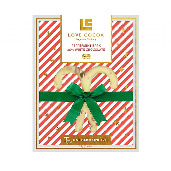 Love Cocoa White Chocolate Mint Candy Cane Bar 75g