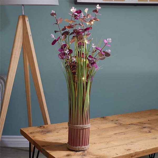 Violet Eucalyptus In-Lit Artificial Bouquet - 70cm