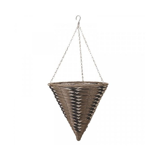 14” Kikuyu Faux Rattan Cone Hanging Basket