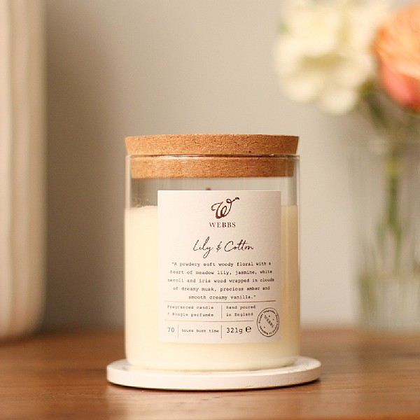Webbs Lily & Cotton Fragranced Small Jar Candle 320g