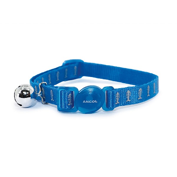 Ancol Reflective Cat Collar Blue Fish