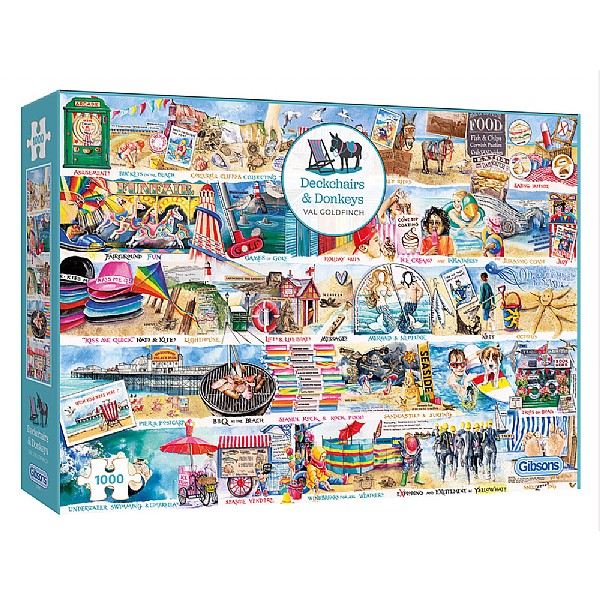 Gibsons Deckchairs and Donkeys VG 1000 Piece Jigsaw Puzzle