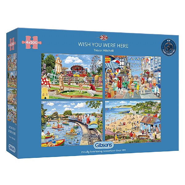 Gibsons Wish You Were Here 4x500 Piece Jigsaw Puzzle
