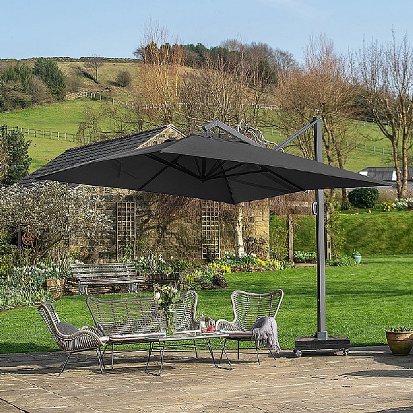 Pacific Lifestyle Icon Premium 4mx3m Oblong Faded Black Parasol
