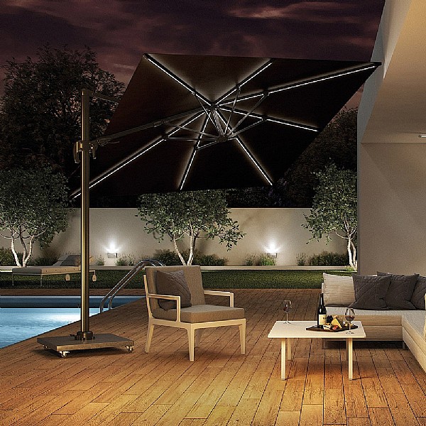 Pacific Lifestyle Glow Challenger T2 3m Square Anthracite Parasol