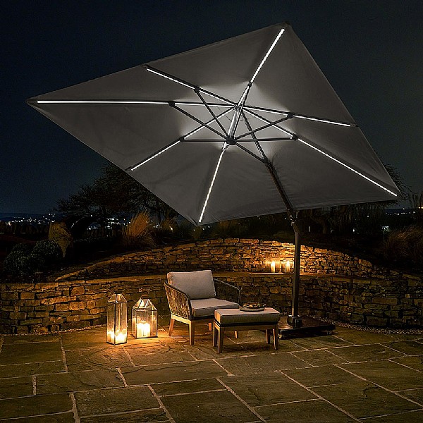 Pacific Lifestyle Glow Challenger T2 3m Square Luna Grey Parasol