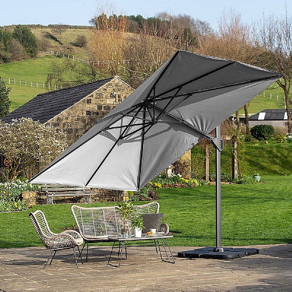 Pacific Lifestyle Challenger T2 3.5 x 2.6m Oblong Luna Grey Parasol