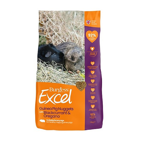 Burgess Excel Nuggets Blackcurrant & Oregano For Adult Guinea Pigs (1.5kg)