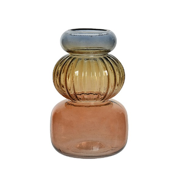 Transparent Orange Glass Vase 19.5cm