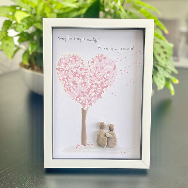 Every Love Story White A4 Pebble Picture