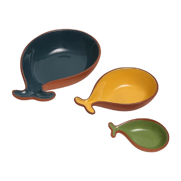 Dexham Sintra Set of 3 Glazed Terracotta Fish Tapas Dishes