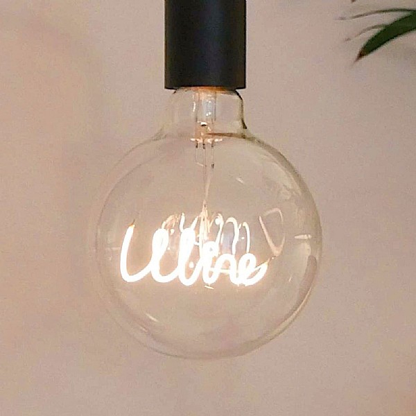 Steepletone White 'Wine' Screw Up LED Text Light Bulb