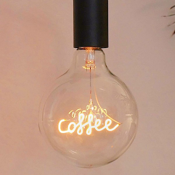 Steepletone 'Coffee' Screw Up LED Text Light Bulb