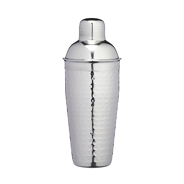 BarCraft Hammered-Steel Textured Cobbler-Style Cocktail Shaker 700ml