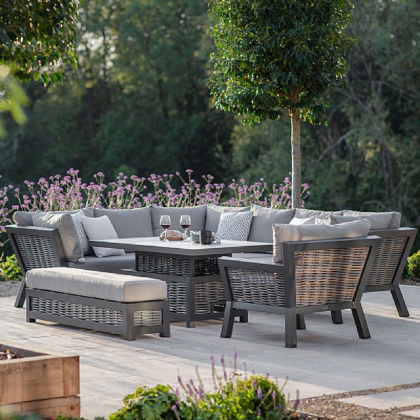 Bramblecrest Tuscan Large Corner Sofa Dining Set with Adjustable Table ...