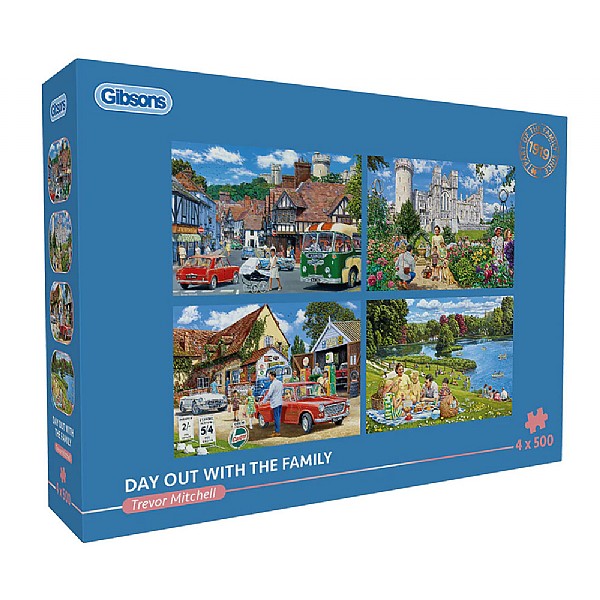 Gibsons Day Trip to Arundel 4 x 500 Piece Jigsaw Puzzles