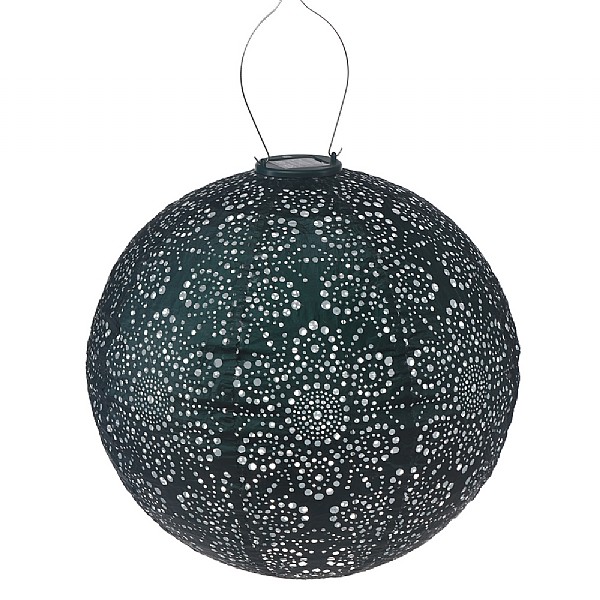 Lumiz Large Round Solar Lantern Fiore Green 40cm