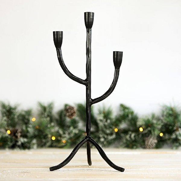 Black Metal 3 Tier Candle Holder (43cm)