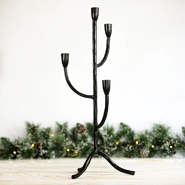 Black Metal 4 Tier Candle Holder (57cm)