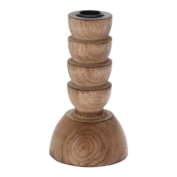 Wooden Candlestick Holder (15.5cm)