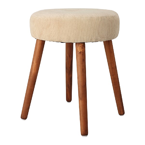 Wooden Stool With White Seat Cushion (35x45cm)