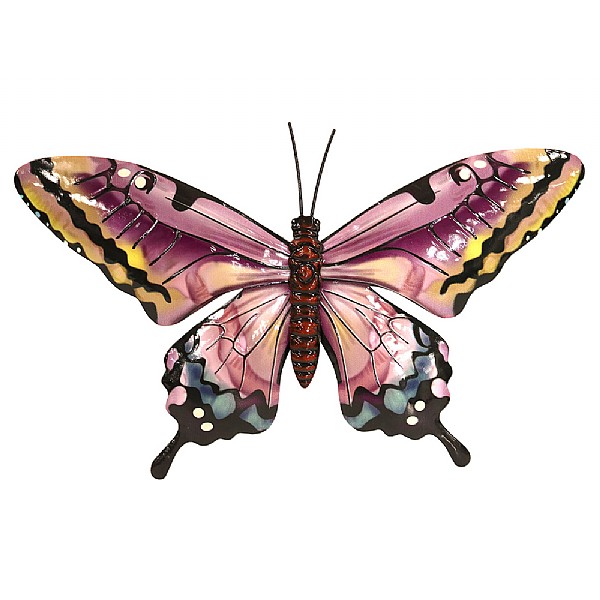 Metal Pink Butterfly Wall Art - Medium