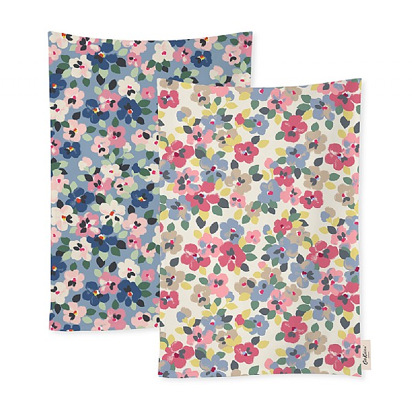 Cath Kidston Painted Pansies Tea Towels pack of 2 Tableware Webbs Garden Centres