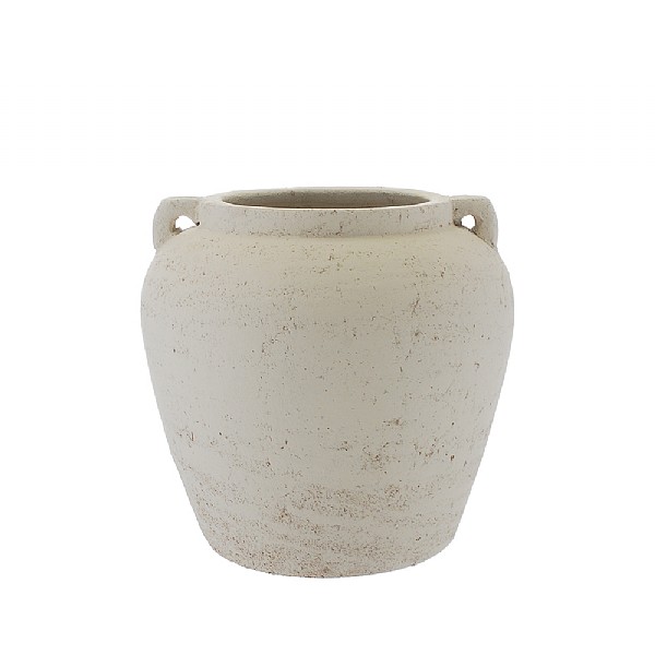 White Terracotta Vase With Handles (30cm)