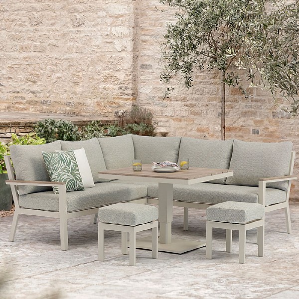 Bramblecrest Zurich Mini Corner Sofa Lounge Set with Piston Adjustable Table (Mocha)