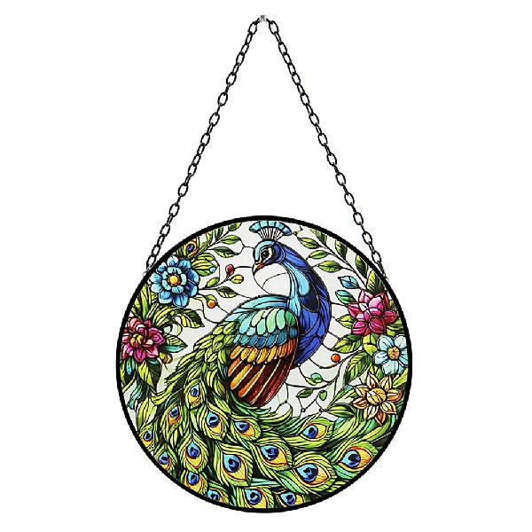 Stained Glass Hanging Peacock Suncatcher