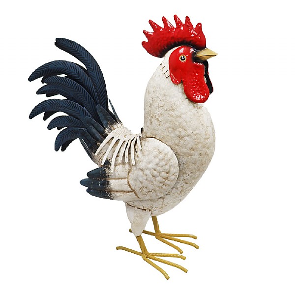 Metal White Cockerel - Large
