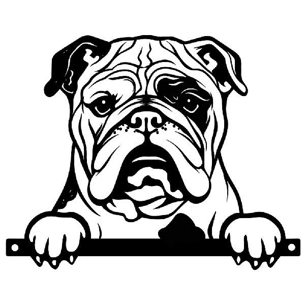 Metal Bulldog Peeking Dog Silhouette