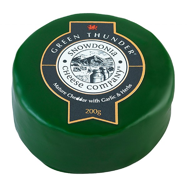 Green Thunder Mature Cheddar with Garlic & Herbs Truckle 200g