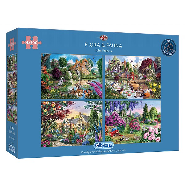 Gibsons Flora & Fauna 4x500 Piece Jigsaw Puzzle